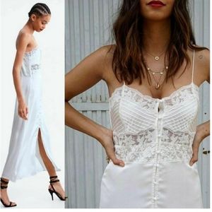 zara white satin slip dress